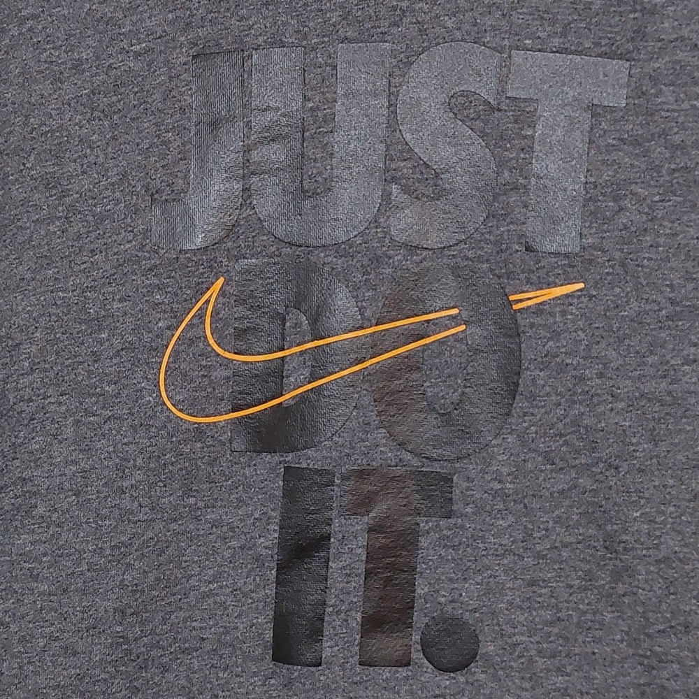 Nike Just Do It Hoodie Mens Medium Charcoal Gray Pullover Orange Swoosh‎ Logo - Picture 3 of 8